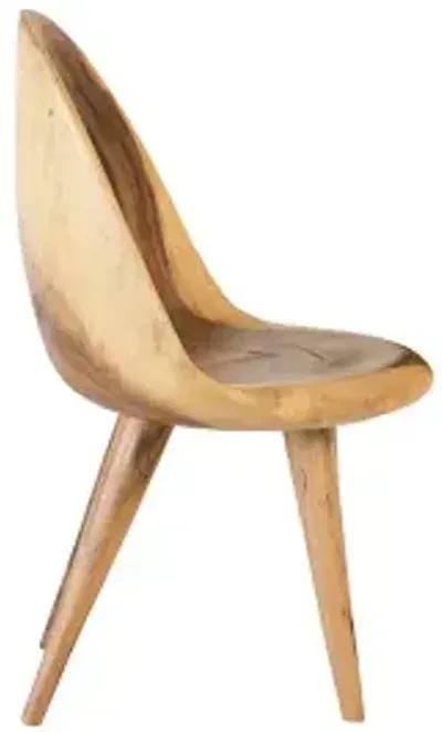 smoothed dining chair, chamcha wood, natural