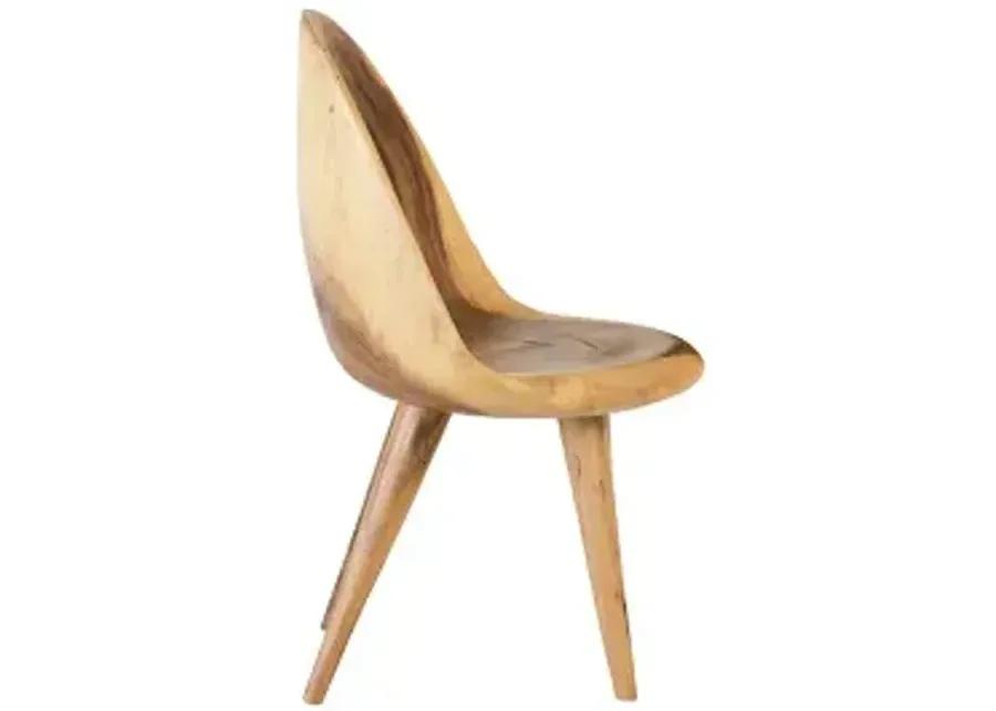 smoothed dining chair, chamcha wood, natural