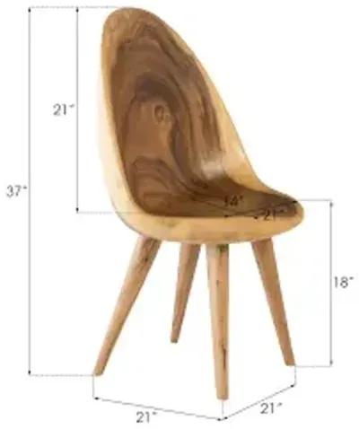 smoothed dining chair, chamcha wood, natural