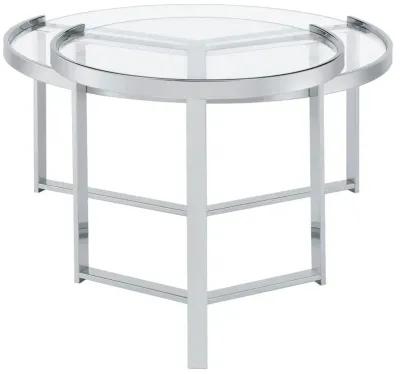 Delia 2-Piece Round Glass Top Nesting Coffee Table Clear and Chrome