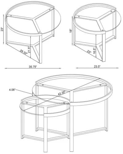 Delia 2-Piece Round Glass Top Nesting Coffee Table Clear and Chrome