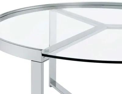 Delia 2-Piece Round Glass Top Nesting Coffee Table Clear and Chrome