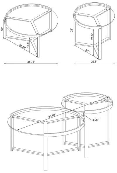 Delia 2-Piece Round Glass Top Nesting Coffee Table Clear and Chrome