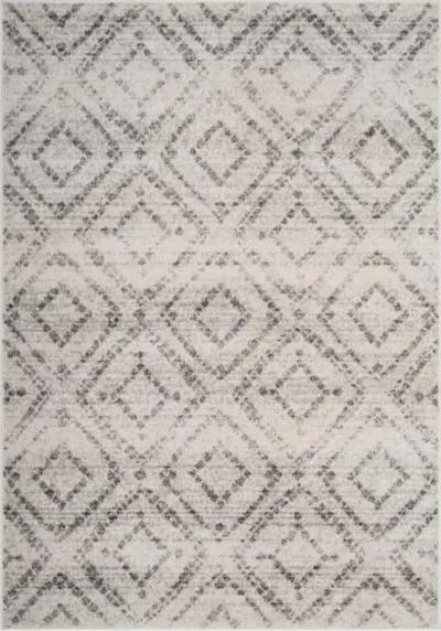 Adirondack Contemporary Light Grey / Grey 3' X 3' Round Powerloomed Rug