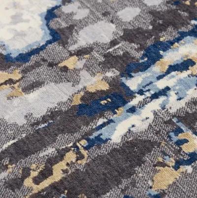 Bolero Blue/Multi Abstract NZ Wool/Tencel Blend 8' x 10' Rectangle Rug