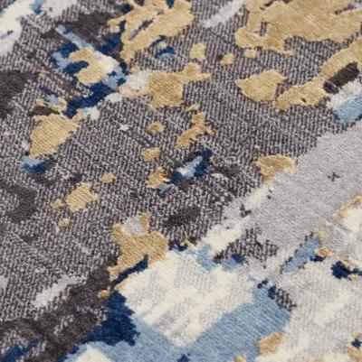 Bolero Blue/Multi Abstract NZ Wool/Tencel Blend 8' x 10' Rectangle Rug