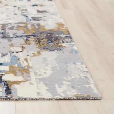 Bolero Blue/Multi Abstract NZ Wool/Tencel Blend 8' x 10' Rectangle Rug