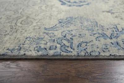 Gossamer Light Blue Medallion 100% New Zealand Wool 8' x 10' Rectangle Rug