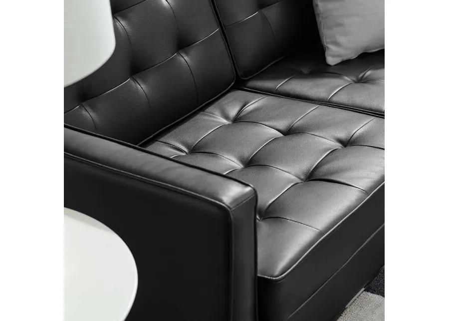 Loft Tufted Upholstered Faux Leather Loveseat