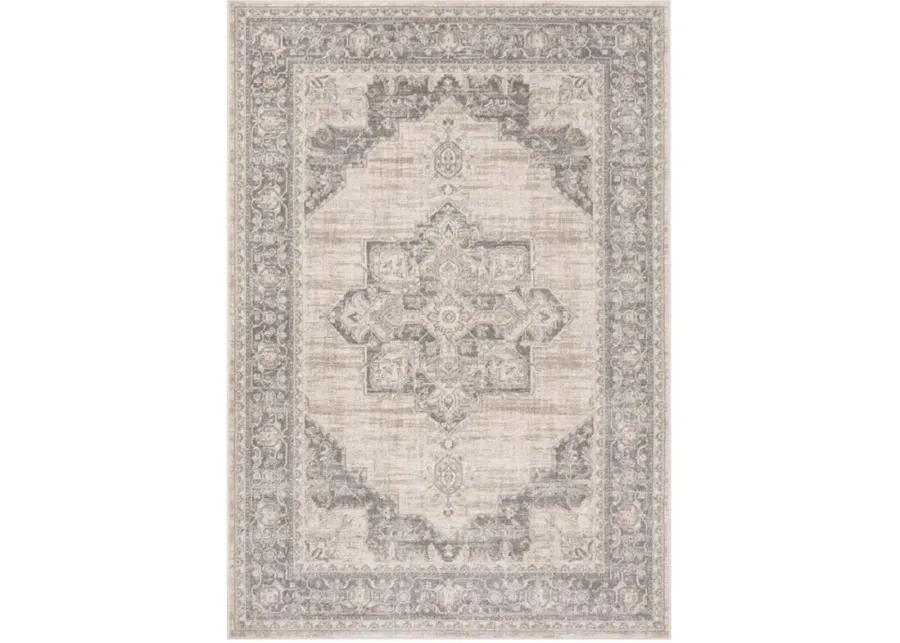 Brentwood 865 Cream / Grey 5'-3" X 7'-6" Medium Rectangle Powerloomed Rug