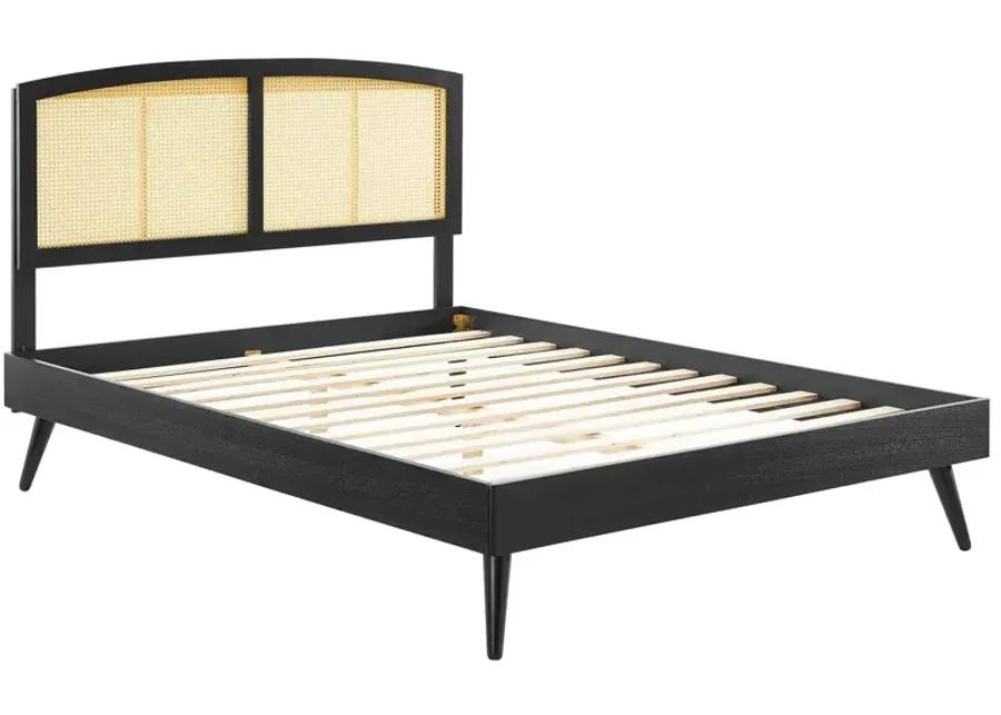 Sierra Cane and Wood Full Platform Bed With Splayed Legs