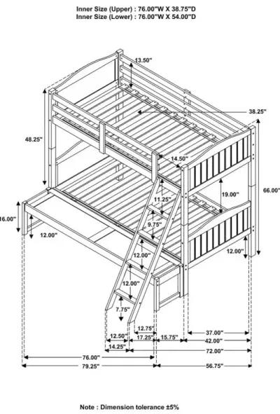 Arlo Twin Over Full Bunk Bed with Ladder Black