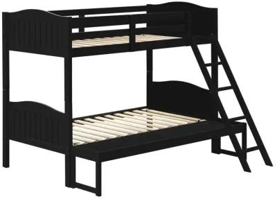 Arlo Twin Over Full Bunk Bed with Ladder Black