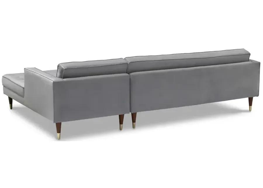 Somerset Gray Velvet Mid Century Modern Right Sectional Sofa