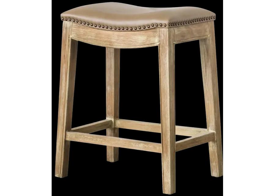 Elmo KD Bonded Leather Counter Stool Weathered Smoke Legs, Vintage Taupe