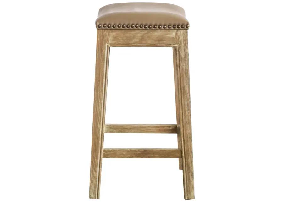 Elmo KD Bonded Leather Counter Stool Weathered Smoke Legs, Vintage Taupe