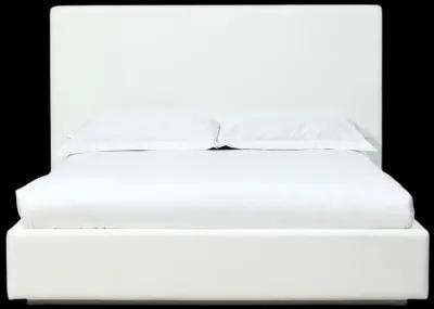 One Upholstered King-size Platform Bed in Pearl