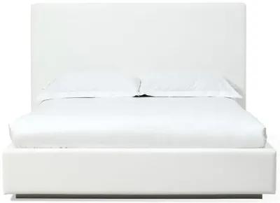 One Upholstered King-size Platform Bed in Pearl