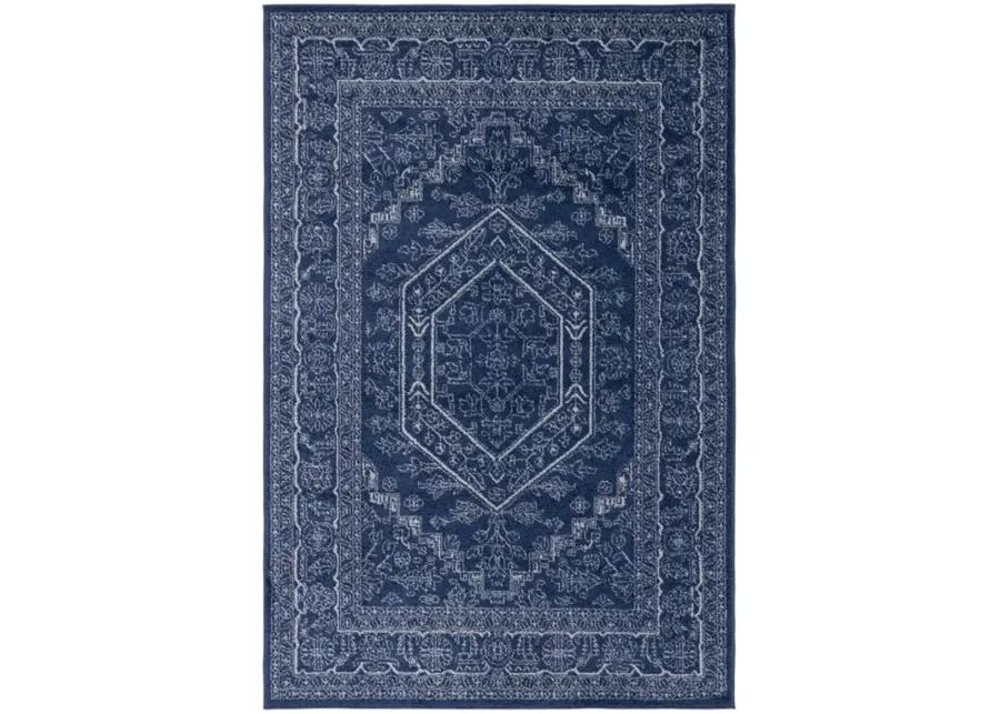 Adirondack Contemporary Navy / Ivory 9' X 12' Powerloomed Rug