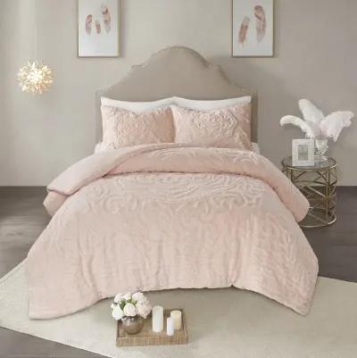 Madison Park Laetitia Blush 3-Piece Tufted Cotton Chenille Medallion Comforter Set