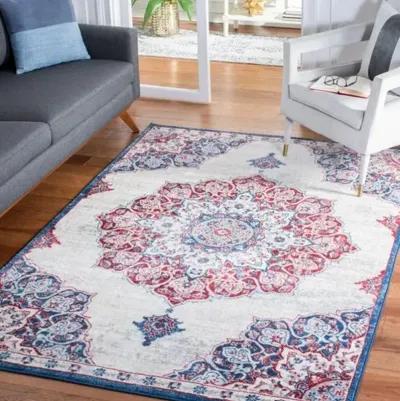 Brentwood 802 Ivory / Red 4' X 6' Small Rectangle Powerloomed Rug