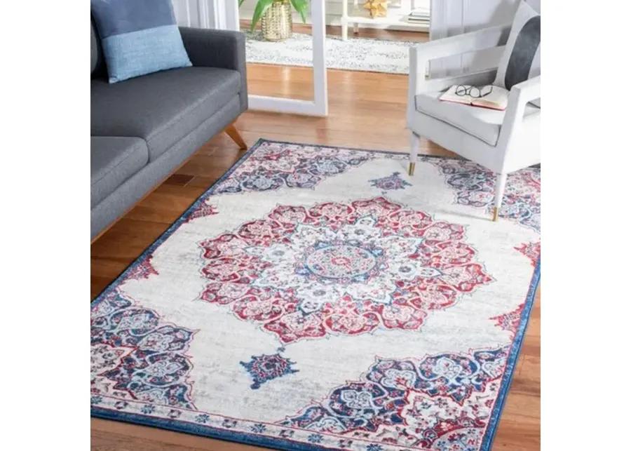 Brentwood 802 Ivory / Red 4' X 6' Small Rectangle Powerloomed Rug