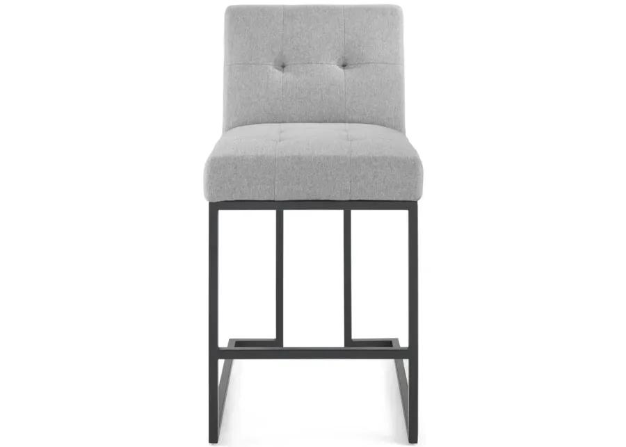 Privy Black Stainless Steel Upholstered Fabric Counter Stool