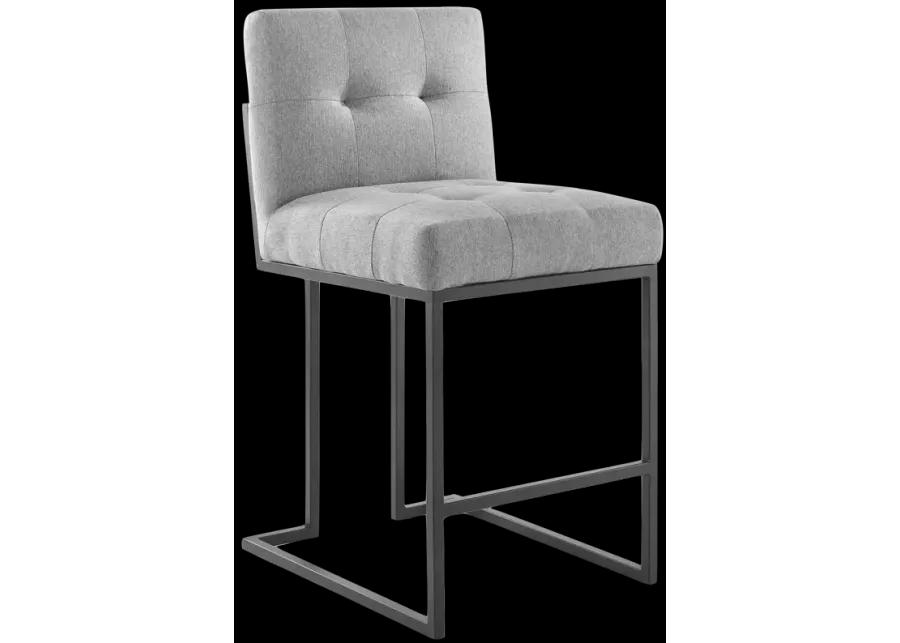 Privy Black Stainless Steel Upholstered Fabric Counter Stool