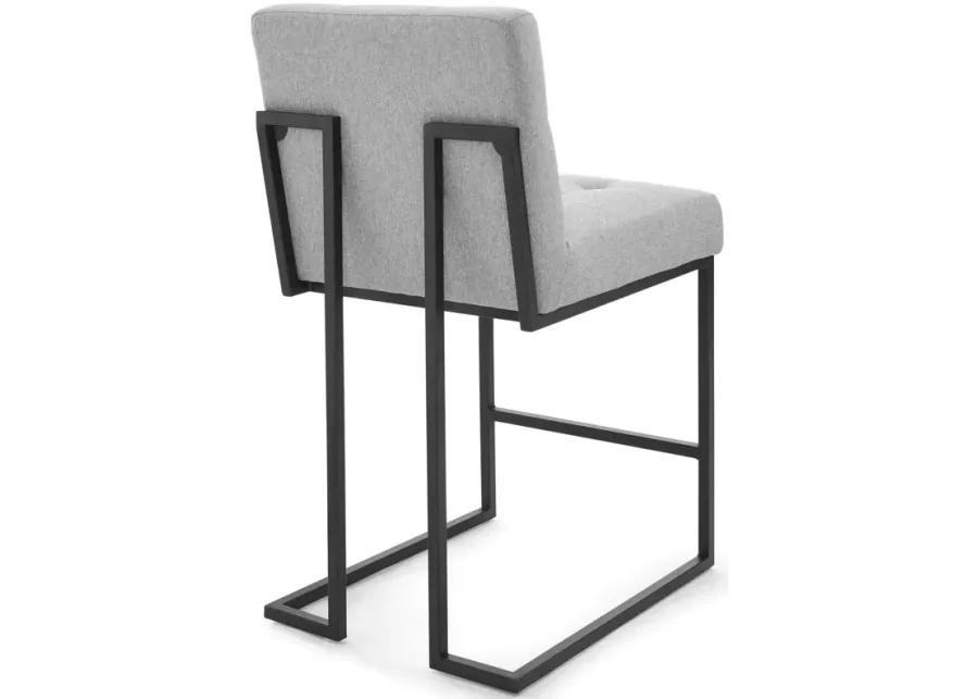 Privy Black Stainless Steel Upholstered Fabric Counter Stool