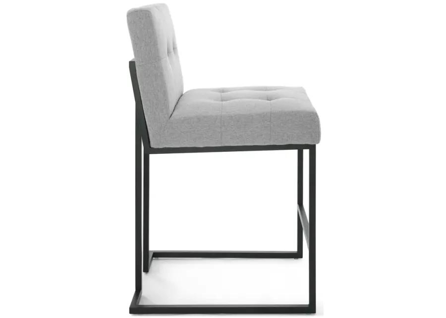 Privy Black Stainless Steel Upholstered Fabric Counter Stool