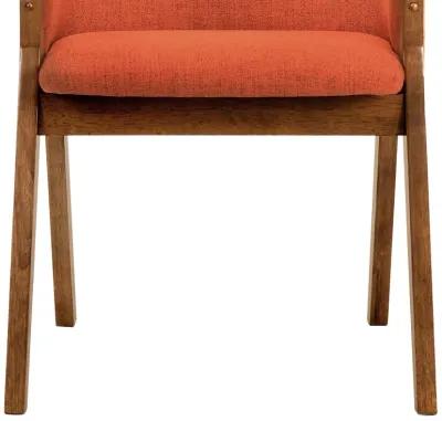 Renzo Orange Fabric and Walnut Wood Dining Side Chairs - Set of 2