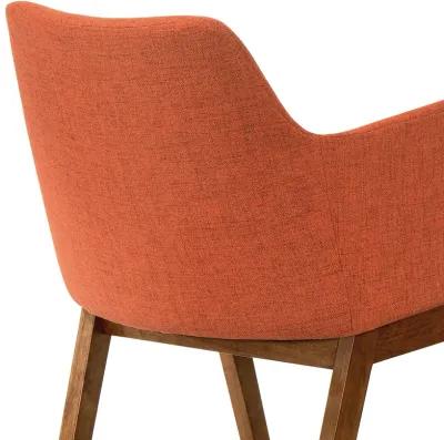 Renzo Orange Fabric and Walnut Wood Dining Side Chairs - Set of 2