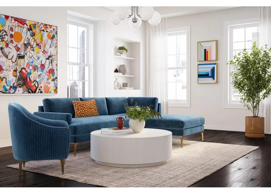 Serena Blue Velvet RAF Chaise Sectional