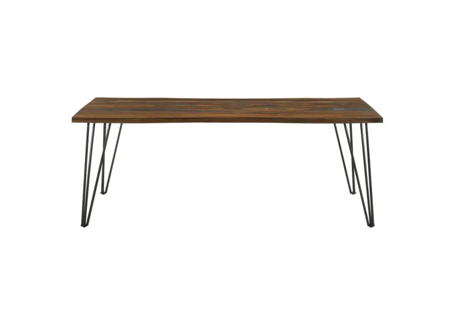 Neve Live-edge Dining Table with Hairpin Legs Sheesham Grey and Gunmetal