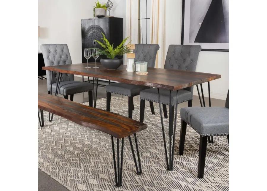 Neve Live-edge Dining Table with Hairpin Legs Sheesham Grey and Gunmetal