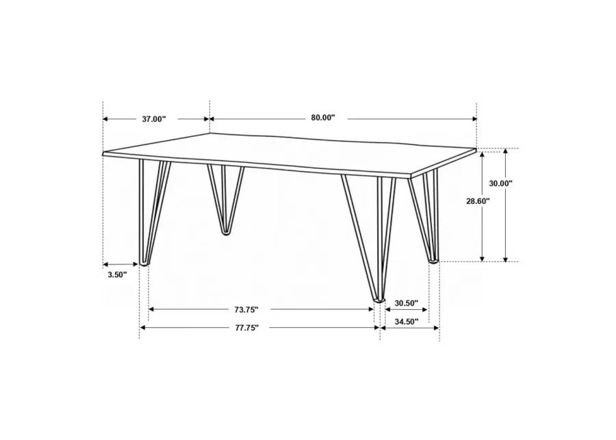 Neve Live-edge Dining Table with Hairpin Legs Sheesham Grey and Gunmetal