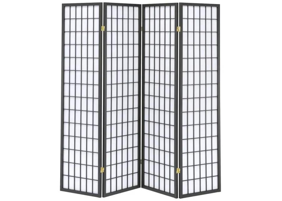 Roberto 4-panel Folding Screen Dark Grey and White