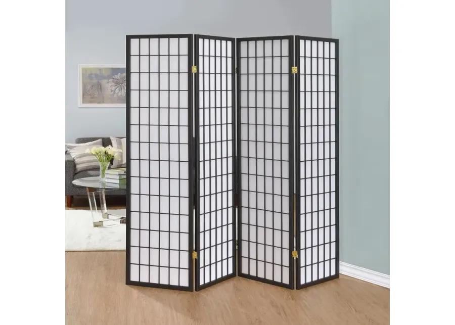 Roberto 4-panel Folding Screen Dark Grey and White