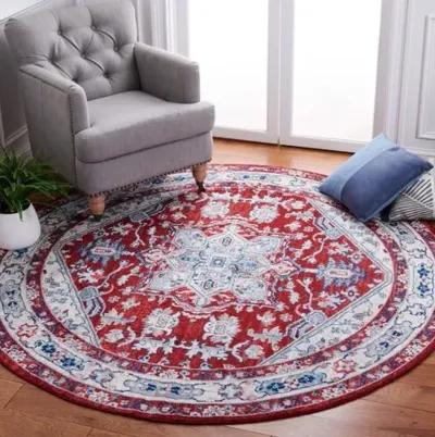 Brentwood 852 Red / Ivory 6'-7" X 6'-7" Round Round Powerloomed Rug