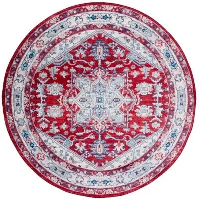 Brentwood 852 Red / Ivory 6'-7" X 6'-7" Round Round Powerloomed Rug