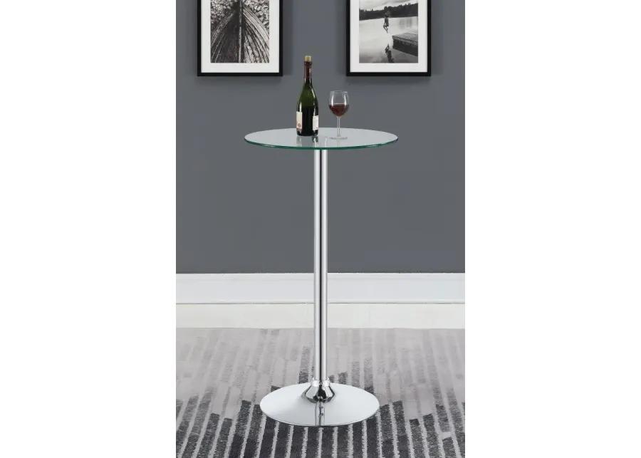 Abiline Glass Top Round Bar Table Chrome