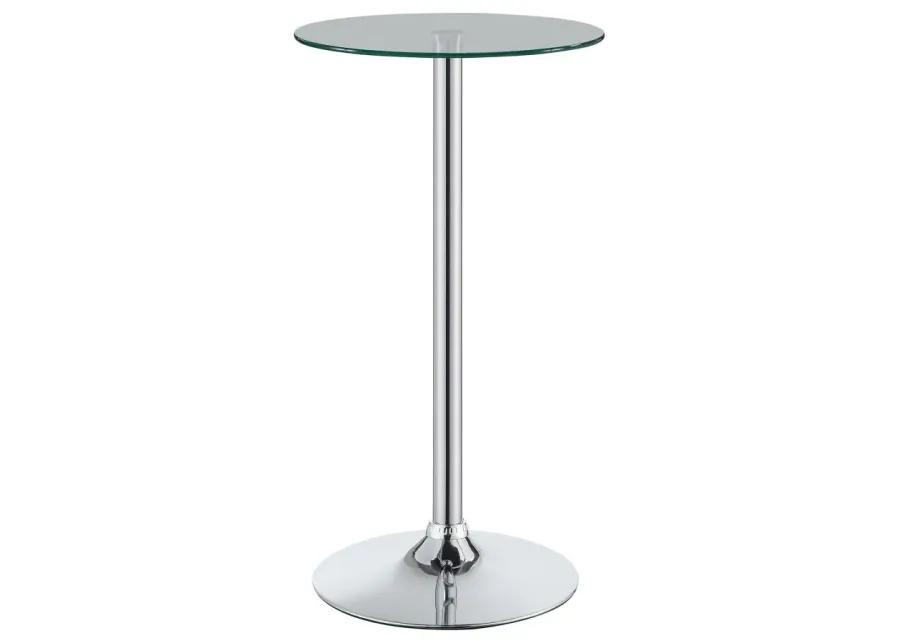 Abiline Glass Top Round Bar Table Chrome