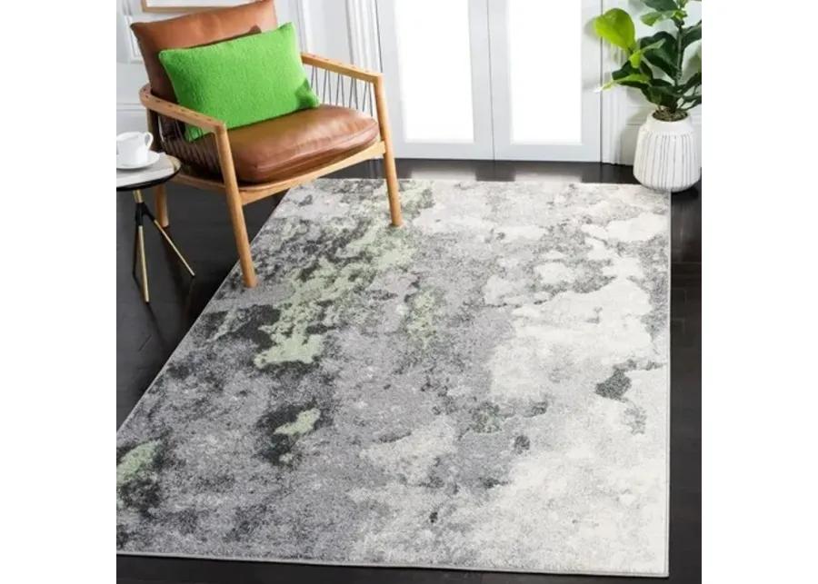 Adirondack Contemporary Green / Grey 2'-6" X 6' Powerloomed Rug