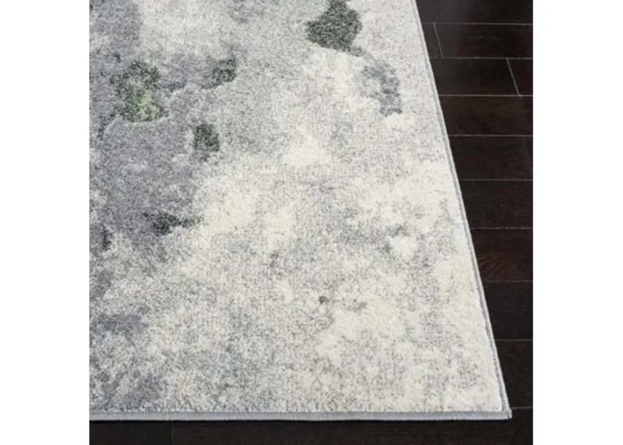 Adirondack Contemporary Green / Grey 2'-6" X 6' Powerloomed Rug