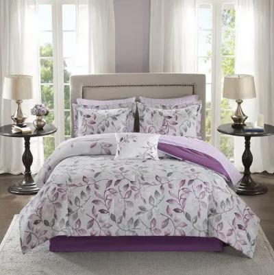 Madison Park Essentials Lafael Purple 9 Piece Comforter Set with Cotton Bed Sheets