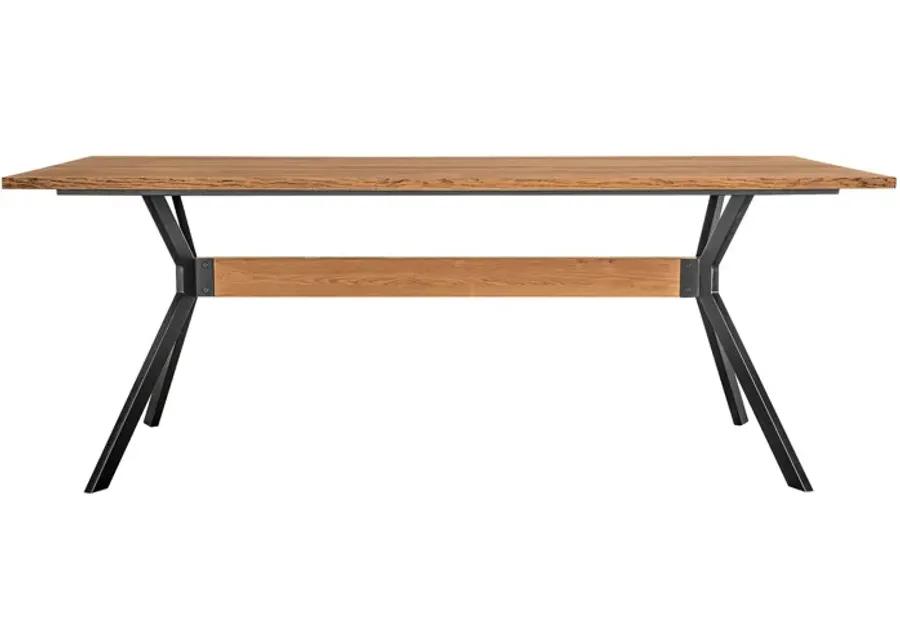 Nevada Rustic Oak Wood Trestle Base Dining Table in Balsamico