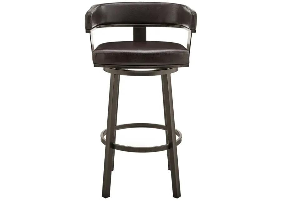 Cohen 26" Counter Height Swivel Bar Stool in Java Brown Finish and Chocolate Faux Leather