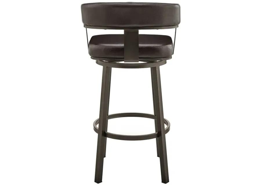 Cohen 26" Counter Height Swivel Bar Stool in Java Brown Finish and Chocolate Faux Leather