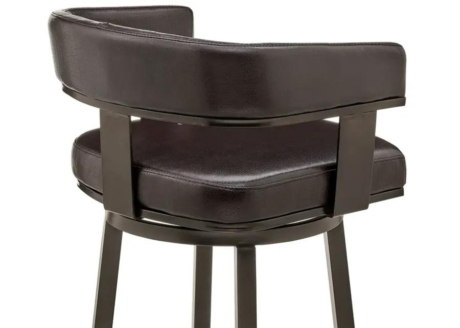 Cohen 26" Counter Height Swivel Bar Stool in Java Brown Finish and Chocolate Faux Leather