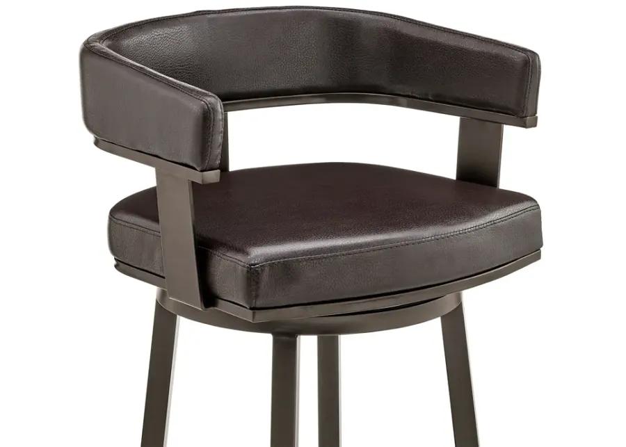 Cohen 26" Counter Height Swivel Bar Stool in Java Brown Finish and Chocolate Faux Leather